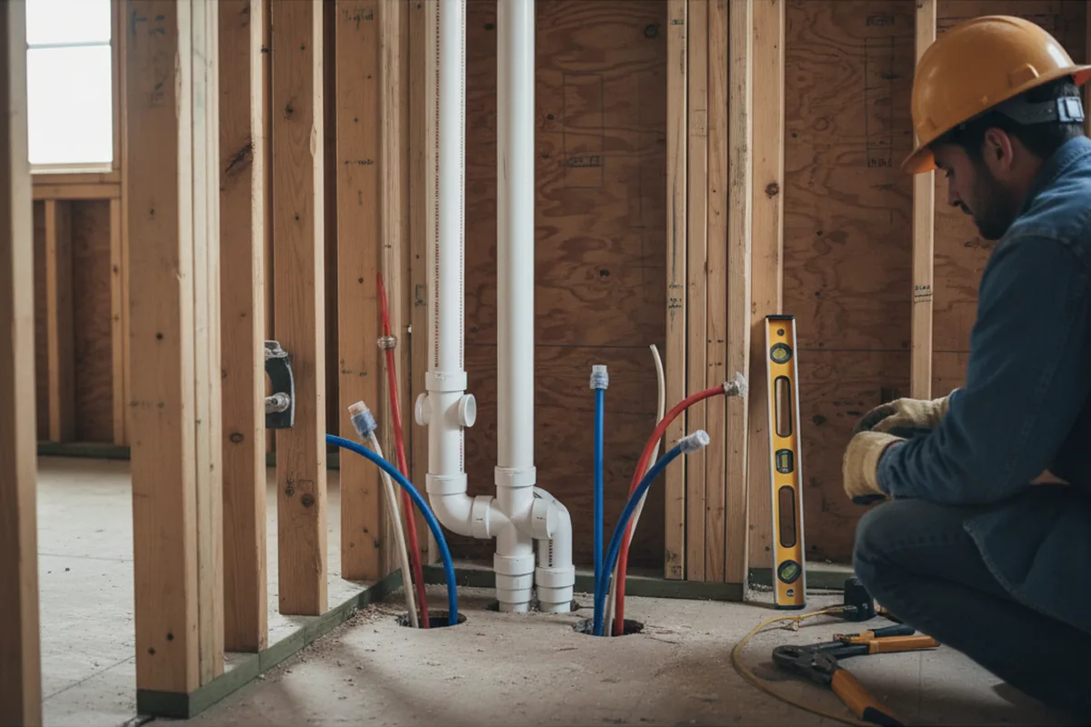 Drain and supply rough-in during Toilet Repair and Installation in Laurel Hill