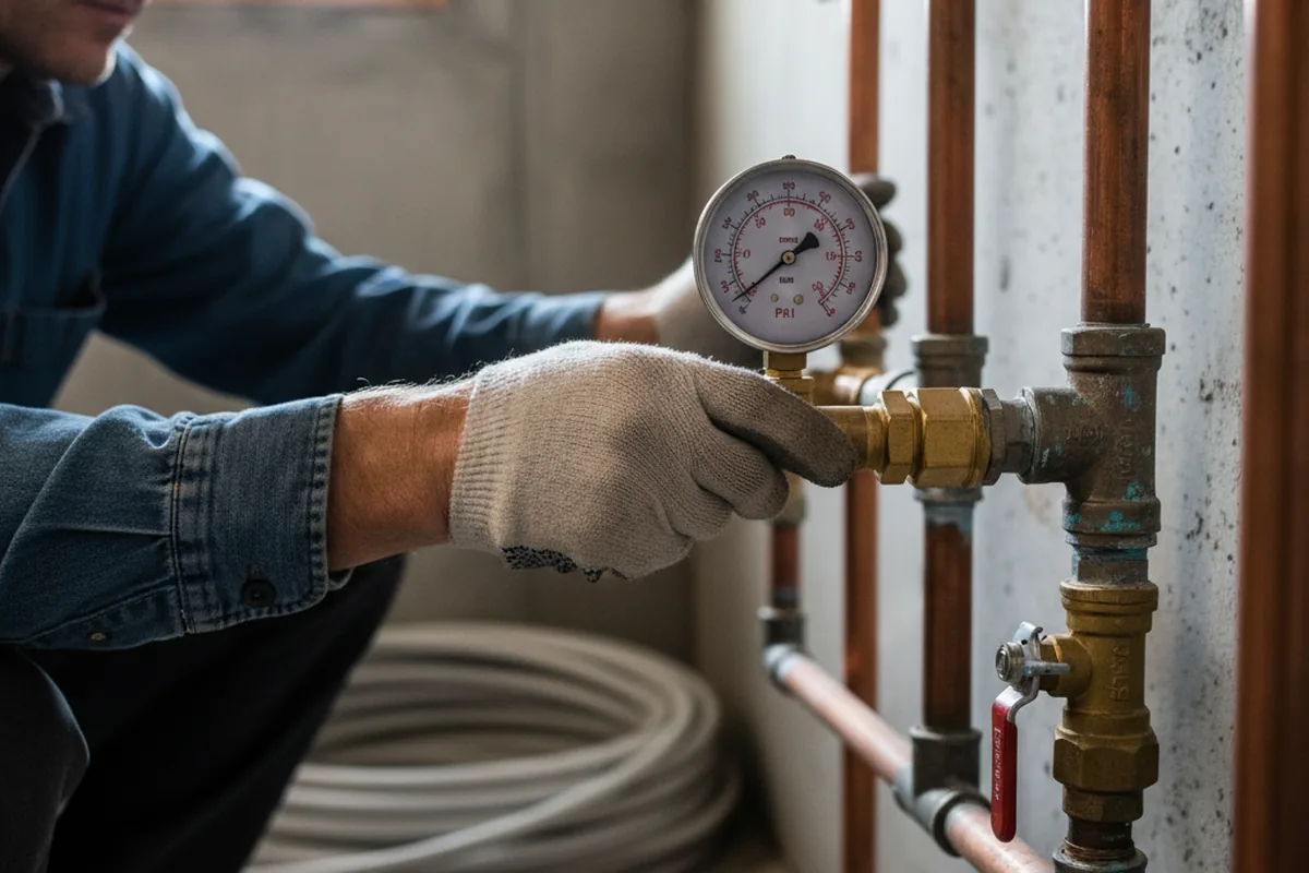 Pressure testing a repaired line during Water Line Repair in Laurel Hill